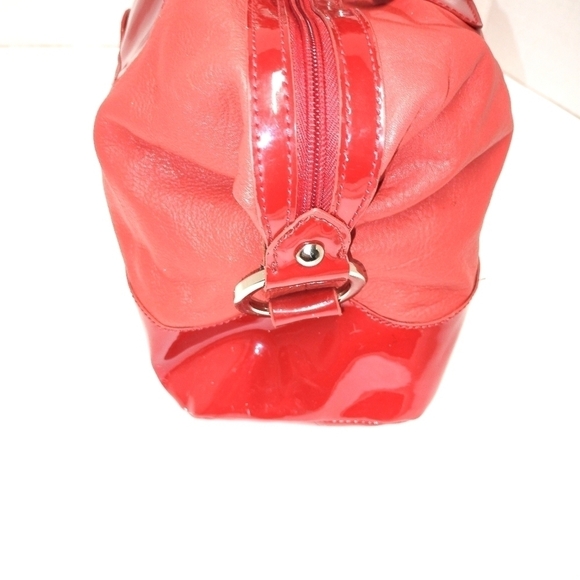 Pursuits red Patent Trim Satchel Tote Bag with Buckle Accent – Bold Statement P - Picture 6 of 9